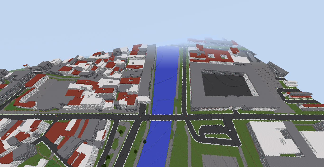 There WILL be errors in the maps - here a building is placed on top of the road Paris in Minecraft.